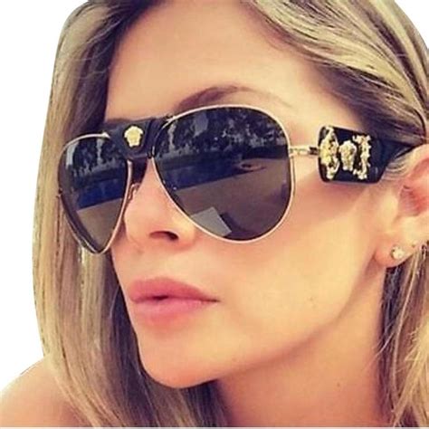 versace pale gold aviator sunglasses|Versace aviator sunglasses women new.